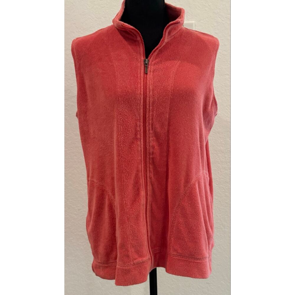 Additions by Chico’s Coral Terrycloth Vest with Pockets Size 1 (Medium)